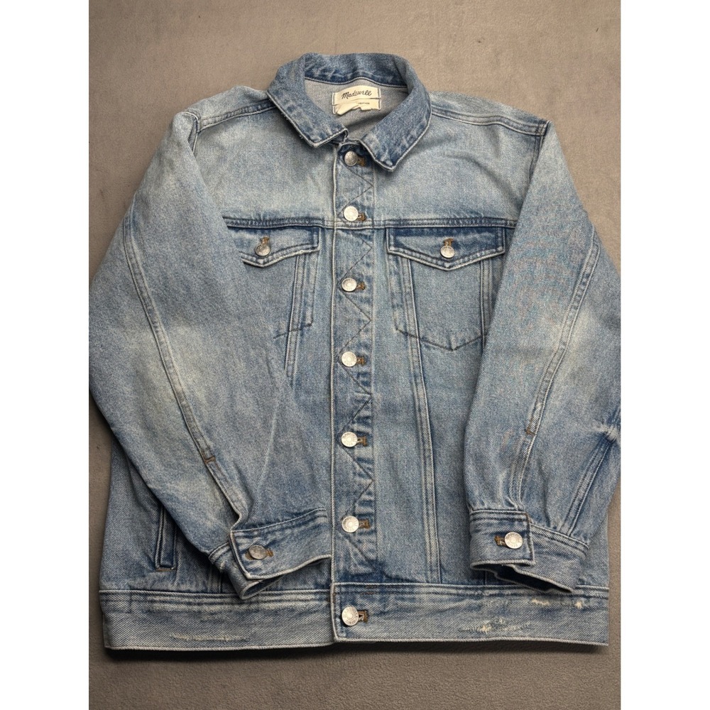 Madewell Oversized Trucker Jacket Light Wash Denim Blue Womens Size Small U784